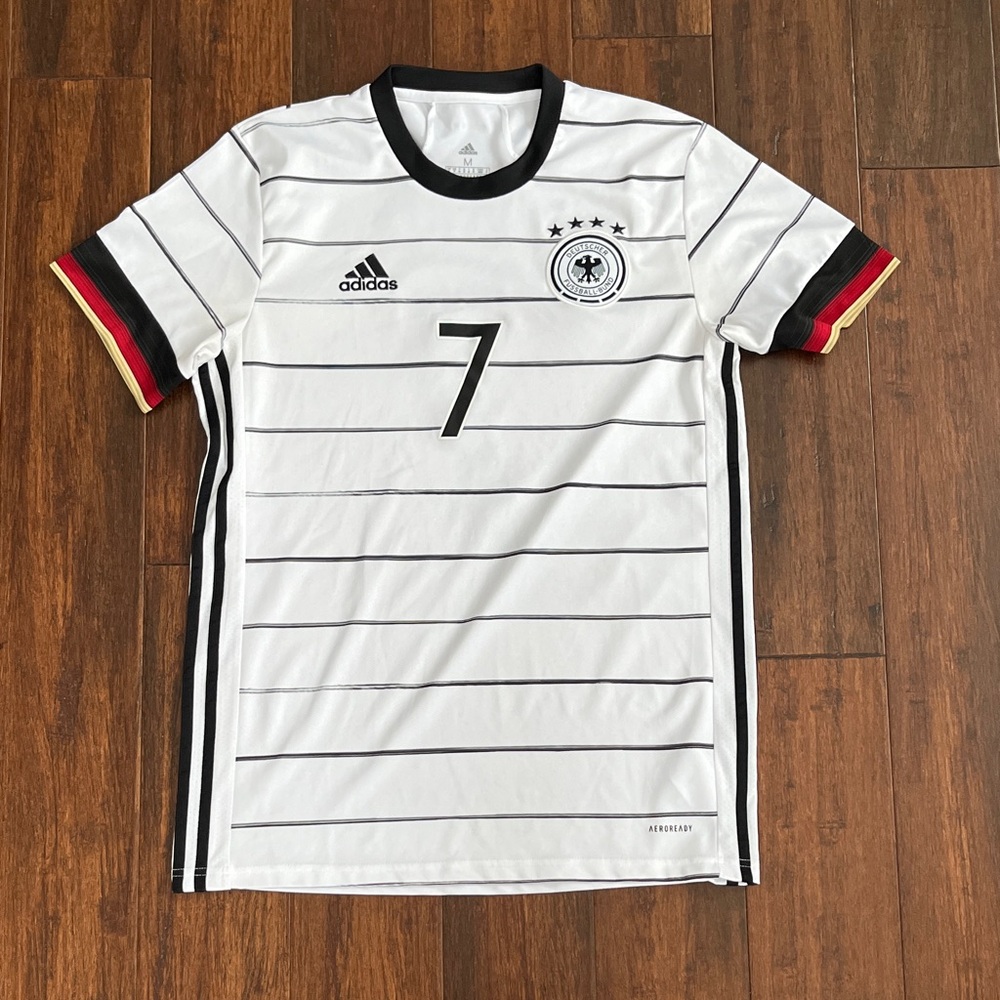 Adidas Men's White and Black Striped Jersey